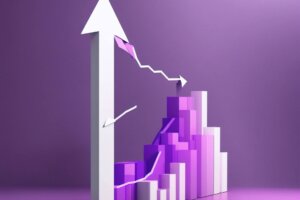 3D illustration of an arrow going up